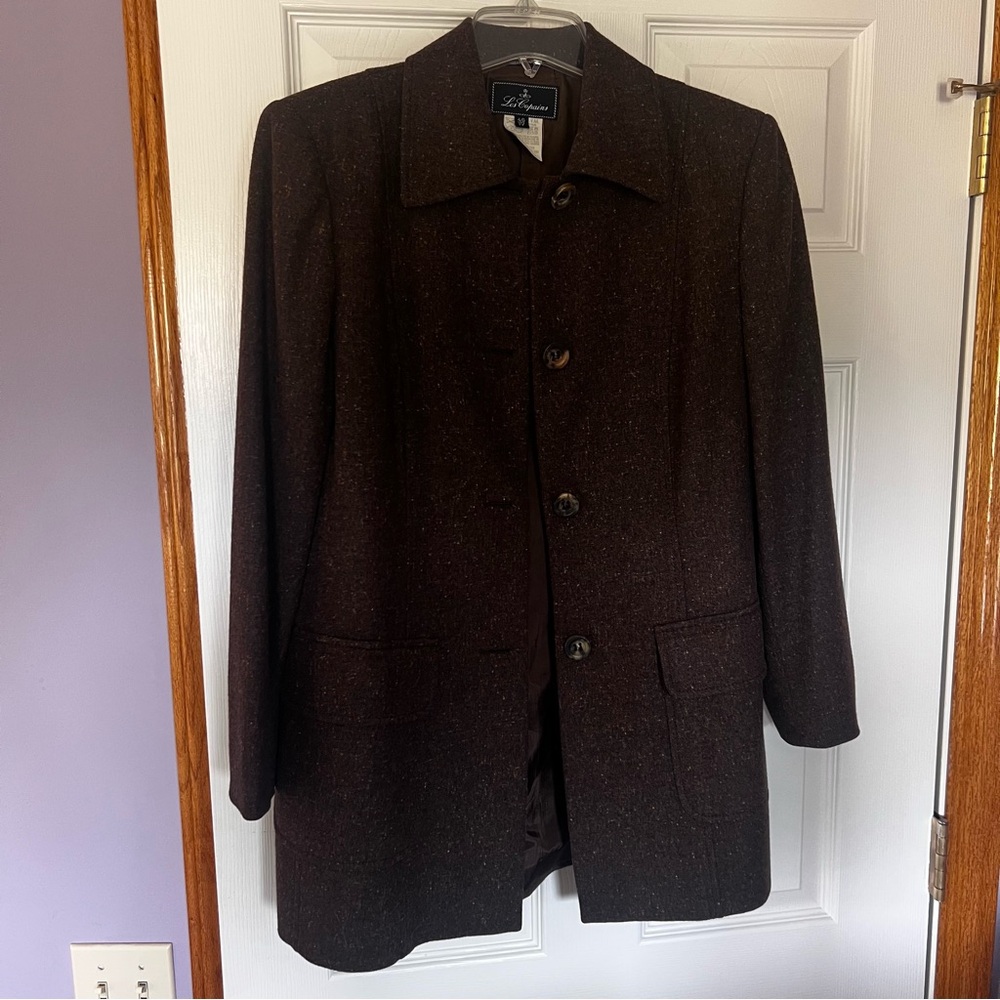 Les Copains Women’s Wool and Cashmere Coat Size 46 Brown Grey EUC‎